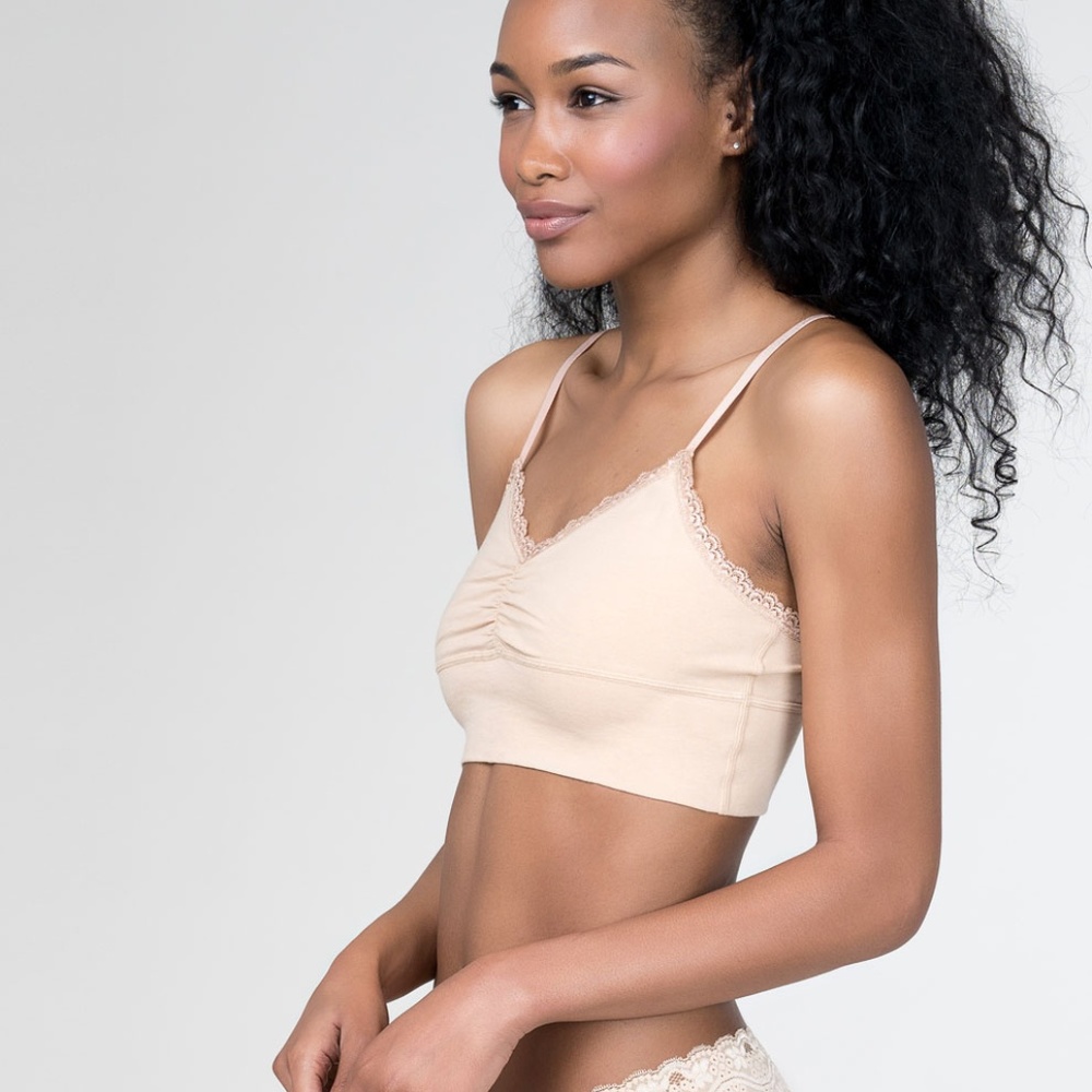 Pact Organic nude cotton lounge bralette medium